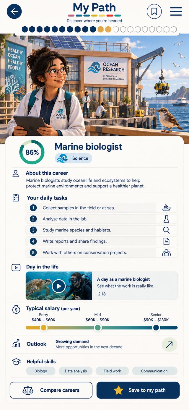 My Path: a career profile page